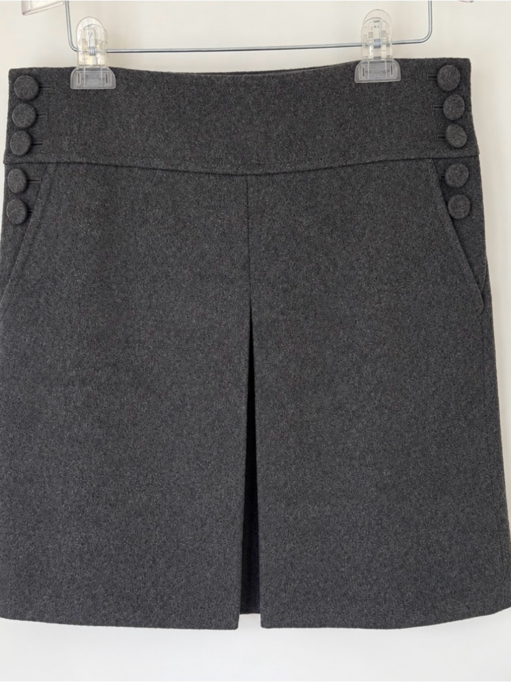 J. Crew Charcoal Gray Wool-Blend Pleated Front Skirt
